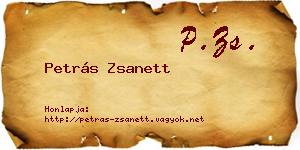 Petrás Zsanett névjegykártya